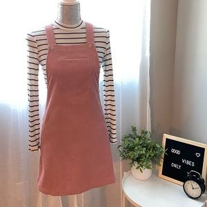 pink corduroy dress - button straps